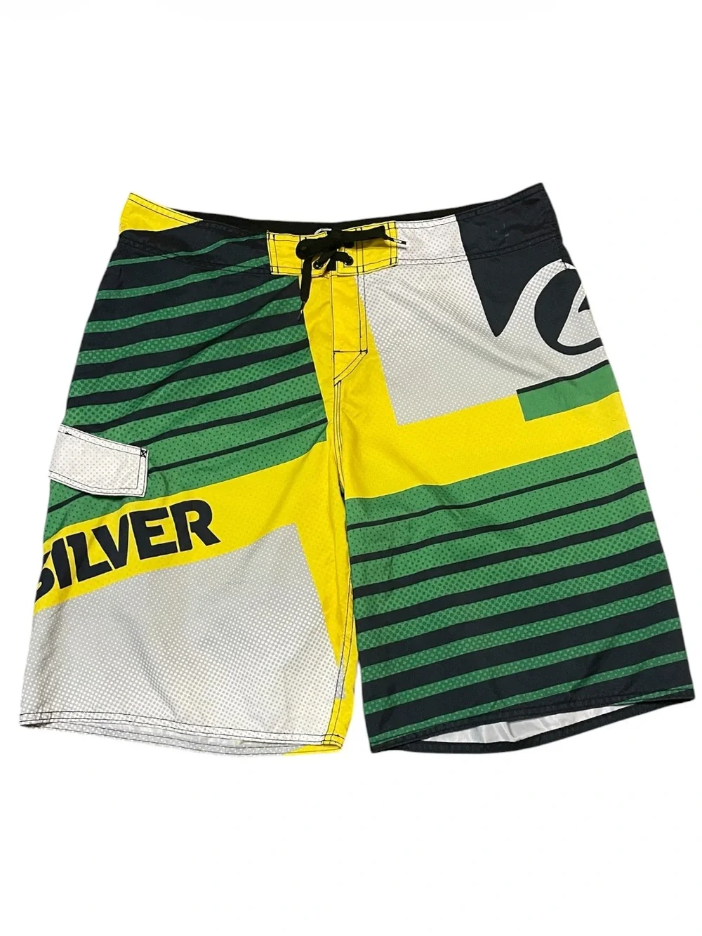 Men's Quiksilver Cypher Series Board Shorts Size 34 Yellow Green Surf Swim Trunk